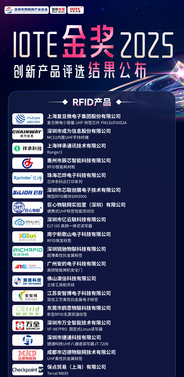 IOTE 金奖 2025创新产品评选揭榜！8月点亮万物智联新标杆