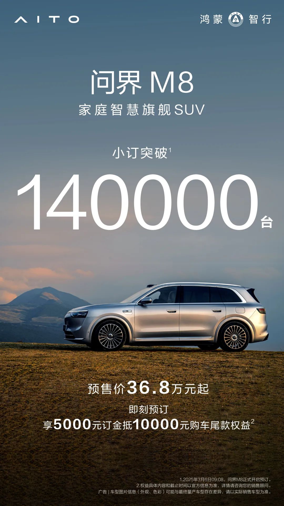 问界M8订单突破14万台 鸿蒙智行新品发布会即将引爆市场